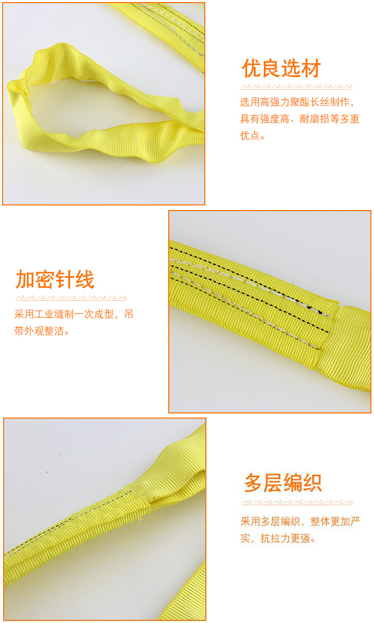 3吨黄色双眼柔性吊装带产品细节介绍